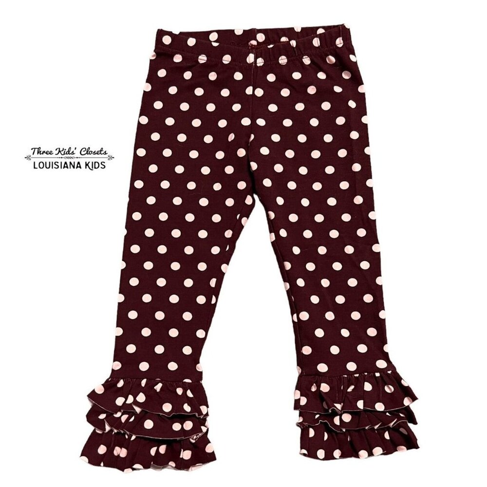 Persnickety 18m Brown & Pink Polkadot Ruffle Pants
